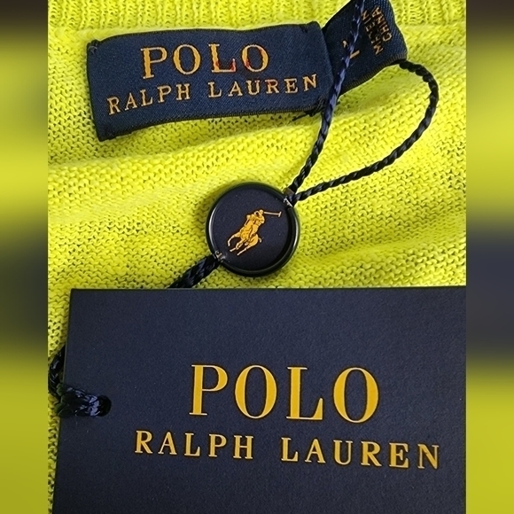 POLO RALPH LAUREN WOMENS 100% LINEN LIGHTWEIGHT SWEATER VNECK LEMON NWT H150.‎ - Picture 3 of 6